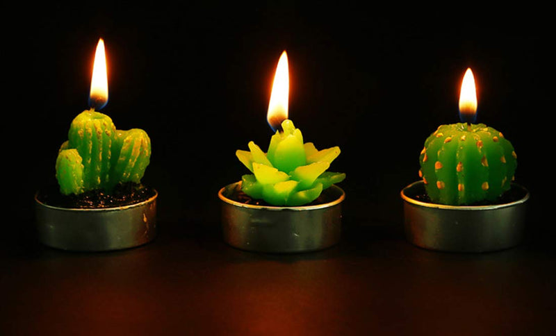 Lawei 18 Pack Cactus Tealight Candles - Handmade Delicate Succulent Mini Plants Candles - Perfect for Home Decor Candles Festival Wedding Props and House-Warming Party Lawei