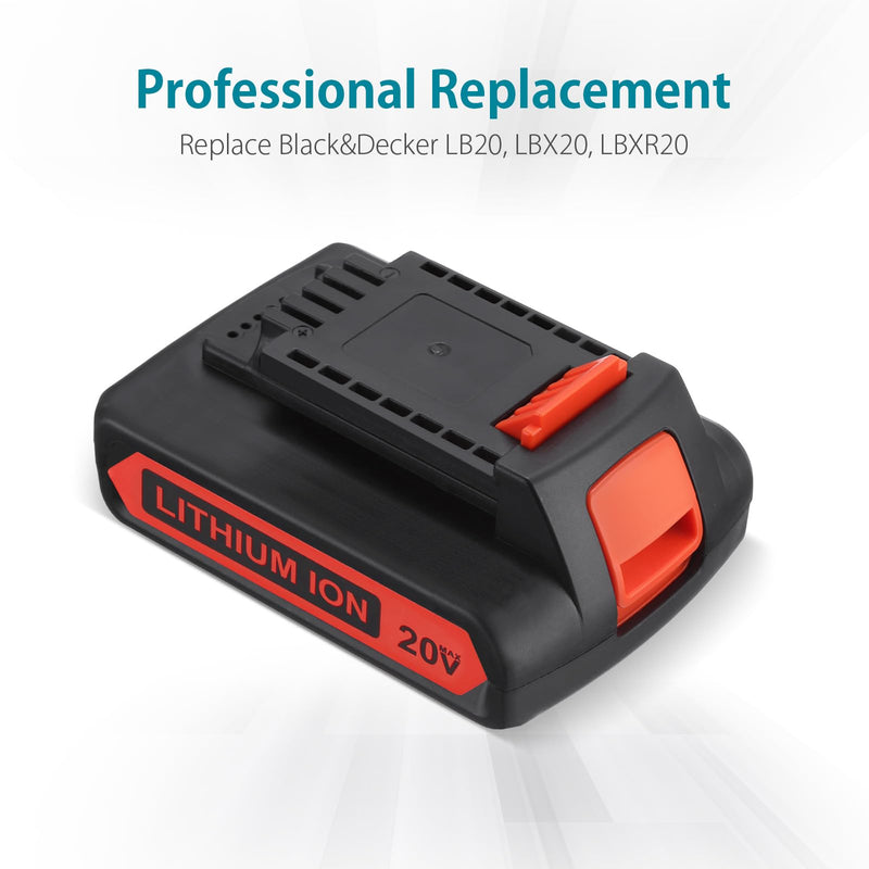 ORHFS LBXR20 20V 3.0Ah Replacement for Black and Decker 20V Lithium Battery Max LB20 LBX20 LBXR20-OPE LBXR2020-OPE LB2X4020-OPE LBXR20B-2 LST220 LST300 Cordless Power Tool 1 Pack ORHFS