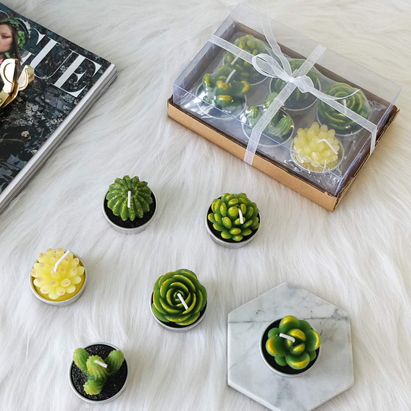 Lawei 18 Pack Cactus Tealight Candles - Handmade Delicate Succulent Mini Plants Candles - Perfect for Home Decor Candles Festival Wedding Props and House-Warming Party Lawei