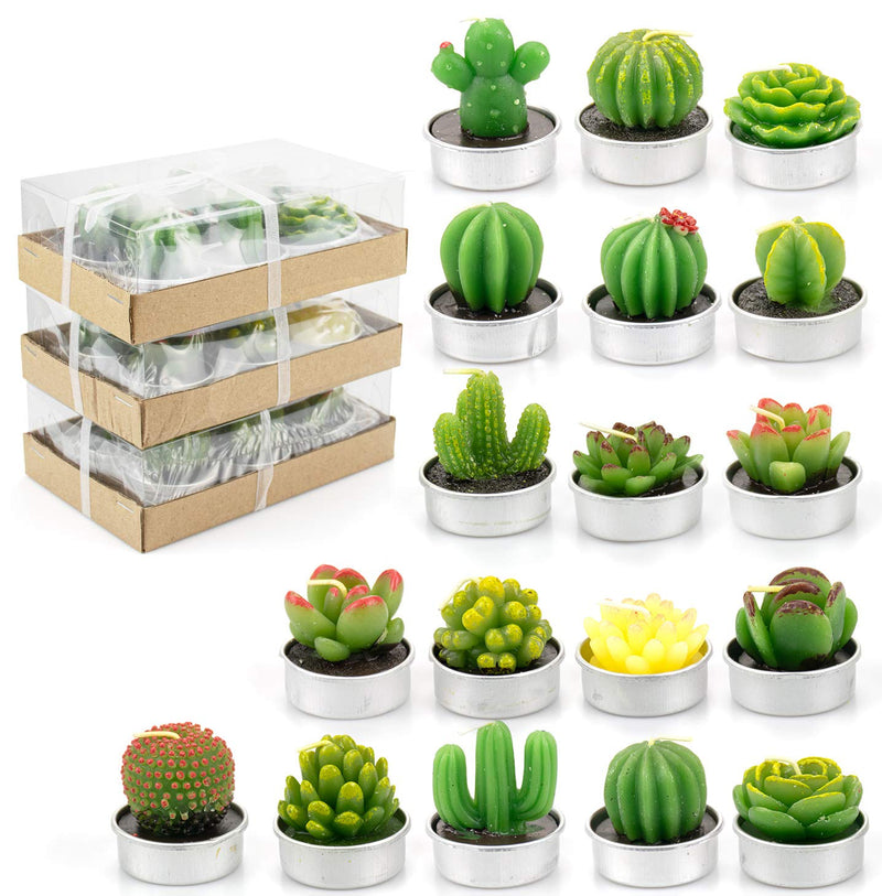 Lawei 18 Pack Cactus Tealight Candles - Handmade Delicate Succulent Mini Plants Candles - Perfect for Home Decor Candles Festival Wedding Props and House-Warming Party - 💙 Blu Rose's Garden LLC 💙