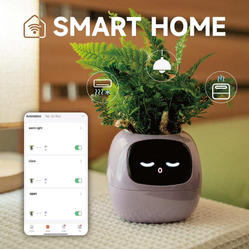 PLANTSIO Smart pet Planter Robot Guidance on Plant Care with Emojis, Adorable Plant Companion with Rich Gesture Interaction, Neat Desk Setup Gift (White) - 💙 Blu Rose's Garden LLC 💙