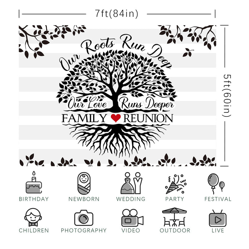 Rsuuinu Family Reunion Backdrop Family Tree Leaves Our Roots Run Deep Our Love Runs Deeper Photography Background Family Members Gathering Party Decoration Supplies Banner Photo Booth Props 7x5ft - 💙 Blu Rose's Garden LLC 💙