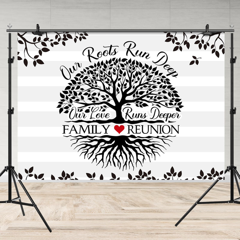 Rsuuinu Family Reunion Backdrop Family Tree Leaves Our Roots Run Deep Our Love Runs Deeper Photography Background Family Members Gathering Party Decoration Supplies Banner Photo Booth Props 7x5ft - 💙 Blu Rose's Garden LLC 💙