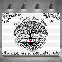 Rsuuinu Family Reunion Backdrop Family Tree Leaves Our Roots Run Deep Our Love Runs Deeper Photography Background Family Members Gathering Party Decoration Supplies Banner Photo Booth Props 7x5ft - 💙 Blu Rose's Garden LLC 💙