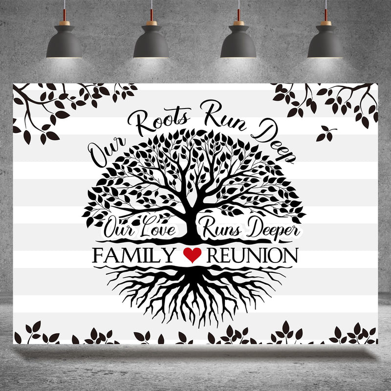 Rsuuinu Family Reunion Backdrop Family Tree Leaves Our Roots Run Deep Our Love Runs Deeper Photography Background Family Members Gathering Party Decoration Supplies Banner Photo Booth Props 7x5ft - 💙 Blu Rose's Garden LLC 💙