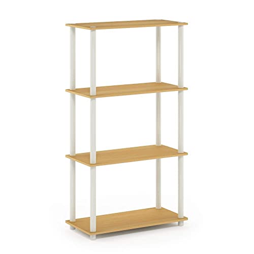 Furinno (99557BE/WH) Turn-N-Tube 4-Tier Multipurpose Shelf Display Rack - Beech/White