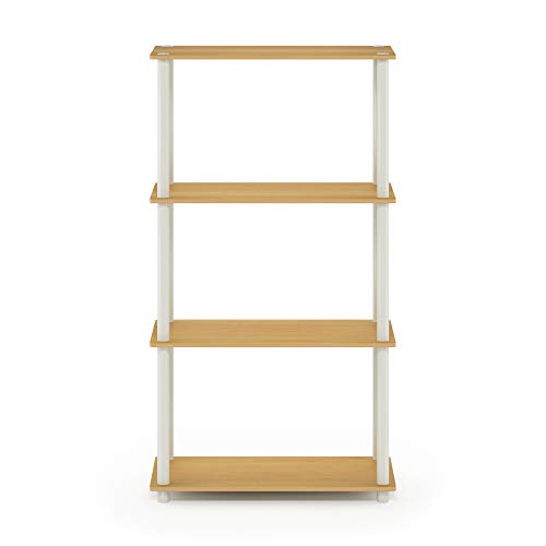 Furinno (99557BE/WH) Turn-N-Tube 4-Tier Multipurpose Shelf Display Rack - Beech/White