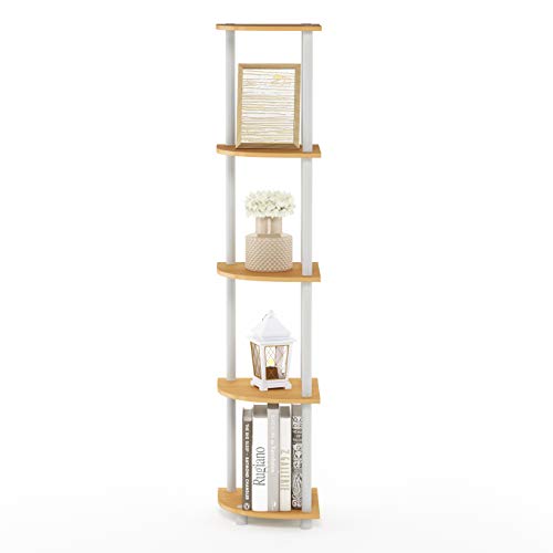 Furinno Turn-N-Tube 5 Tier Corner Display Rack Multipurpose Shelving Unit, 1-Pack, Beech/White - 💙 Blu Rose's Garden LLC 💙