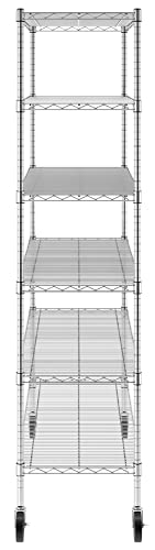 SafeRacks NSF Certified Storage Shelves, Heavy Duty Steel Wire Shelving Unit with Wheels and Adjustable Feet, Used as Pantry Shelf, Garage or Bakers Rack Kitchen Shelving - (18"x48"x72" 6-Tier)