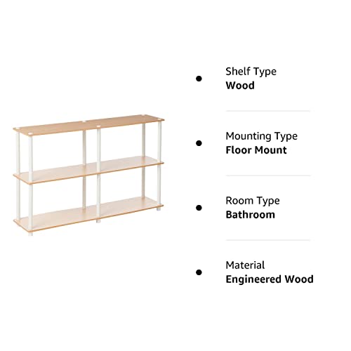 Furinno 99130BE/WH 3-Tier Double Size Storage Display Rack, Beech/White - 💙 Blu Rose's Garden LLC 💙