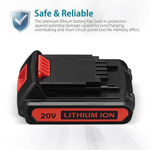 ORHFS LBXR20 20V 3.0Ah Replacement for Black and Decker 20V Lithium Battery Max LB20 LBX20 LBXR20-OPE LBXR2020-OPE LB2X4020-OPE LBXR20B-2 LST220 LST300 Cordless Power Tool 1 Pack