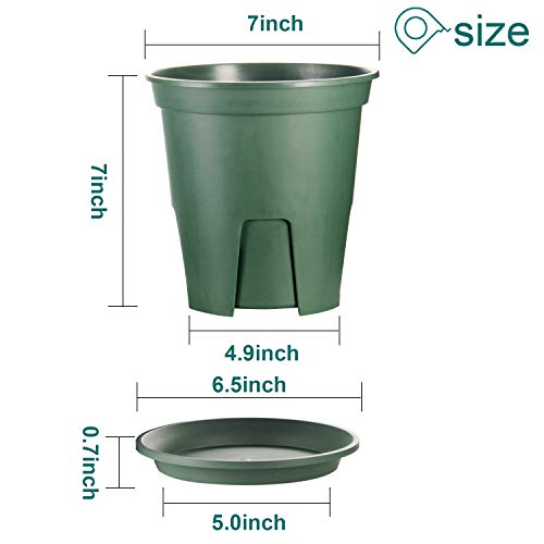 EHWINE Plant Pots, 12Pack 7 Inch Planters for Indoor Plants, Plastic Planters with Drainage Hole and Tray, Flower Pots Indoor Plant Pots for Patio Garden Home Office Flowers Succulents