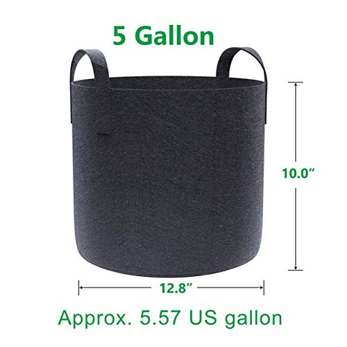 Gardzen 20-Pack 5 Gallon Grow Bags, Aeration Fabric Pots with Handles