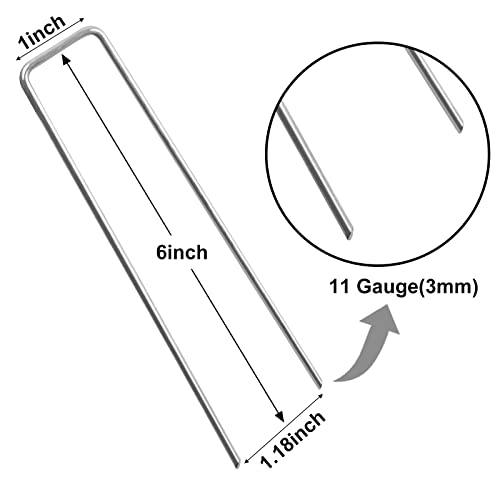 HongWay 120 Pack Landscape Staples 6 Inches 11 Gauge Stakes, Galvanized Garden Stakes U-Shaped Pins and Landscaping Staples for Sod Anchoring Landscape Fabric Irrigation Tubing