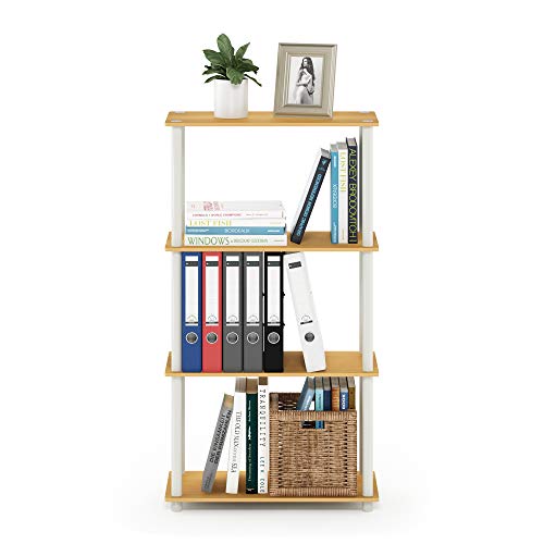 Furinno (99557BE/WH) Turn-N-Tube 4-Tier Multipurpose Shelf Display Rack - Beech/White