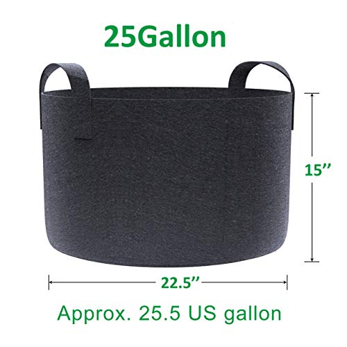 Gardzen 6-Pack 25 Gallon Grow Bags, Aeration Fabric Pots with Handles