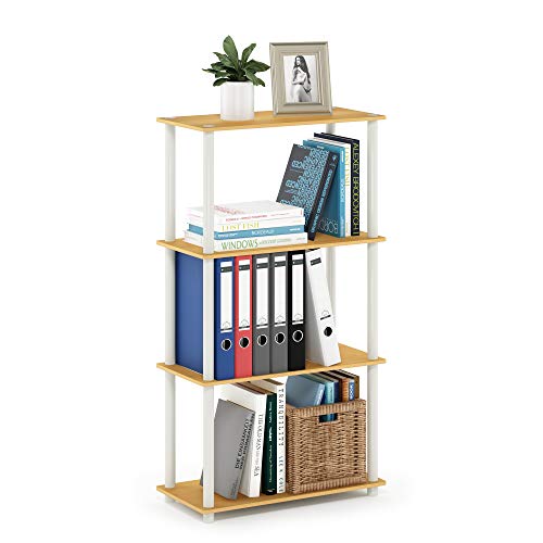 Furinno (99557BE/WH) Turn-N-Tube 4-Tier Multipurpose Shelf Display Rack - Beech/White