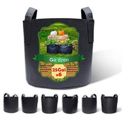 Gardzen 6-Pack 25 Gallon Grow Bags, Aeration Fabric Pots with Handles