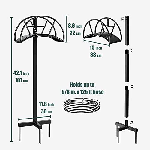 Garden Hose Holders for Outside, Water Hose Holder Freestanding, Black Ground Hose Stand