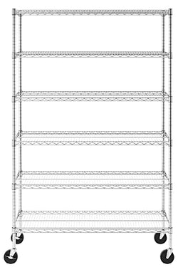 SafeRacks NSF Certified Storage Shelves, Heavy Duty Steel Wire Shelving Unit with Wheels and Adjustable Feet, Used as Pantry Shelf, Garage or Bakers Rack Kitchen Shelving - (18"x48"x72" 6-Tier)