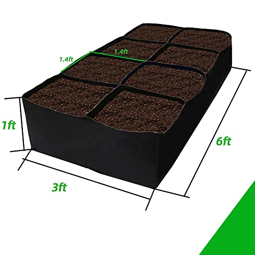 CJGQ Fabric Raised Garden Bed 6x3x1ft Garden Grow Bed Bags for Growing Herbs, Flowers and Vegetables 128 Gallon