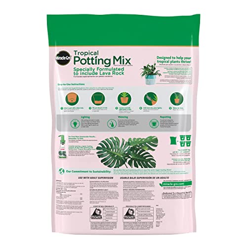 Miracle-Gro Tropical Potting Mix, 6 qt. - Growing Media for Tropical Plants Living in Indoor and Outdoor Containers