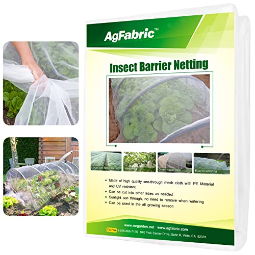 Agfabric Garden Netting 16'x30' Insect Pest Barrier Bird Netting for Garden Protection,Row Cover Mesh Netting for Vegetables Fruit Trees and Plants,White