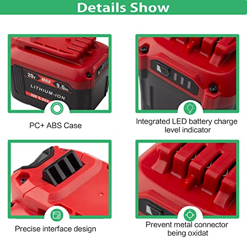 DMMNS 20V CMCB202 9.0Ah Battery Replacement for Craftsman V20 Lithium Ion Battery CMCB202-2 CMCB201 CMCB204, Compatible with Craftsman 20V Max V20 Series Tools