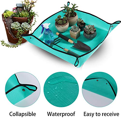 Owl Focus PE Plant Repotting Mat Waterproof Transplanting Mat Indoor Succulent Potting Mat Portable Gardening Mat (26.8" x 26.8")