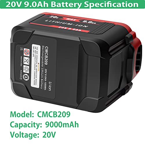 DMMNS 20V CMCB202 9.0Ah Battery Replacement for Craftsman V20 Lithium Ion Battery CMCB202-2 CMCB201 CMCB204, Compatible with Craftsman 20V Max V20 Series Tools