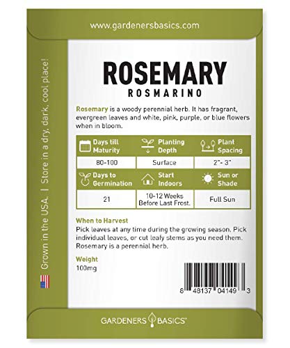 Rosemary Seeds for Planting - It is A Great Heirloom, Non-GMO Herb Variety- Great for Indoor and Outdoor Gardening by Gardeners Basics