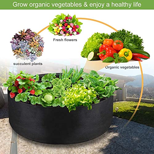 IWNTWY 50 Gallon Large Grow Bag, Heavy Duty Fabric Round Raised Garden Bed Planter Pots for Planting Herb Flower Vegetable Potato Plants (36" D x 12" H, Black)