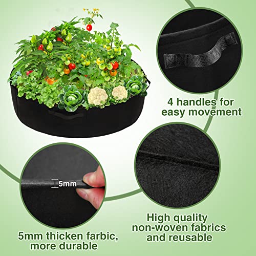 100 Gallon Large Round Grow Bag, Rusable Fabric Raised Garden Bed with 4 Handles, Thicken Breathable Non-Woven Fabric Planter Pot, Round Plant Container for Planting Vegetable Flowers Herbs (Black)