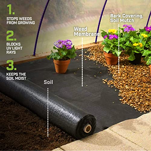 3FT X 50 FT Weed Barrier Landscape Fabric Heavy Duty - Woven Weed Fabric for Gardening - Weed Barrier Fabric for Ground Cover - Weed Mat Garden Tarp to Prevent Weeds