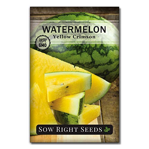 Sow Right Seeds - Yellow Crimson Sweet Watermelon Seed for Planting - Non-GMO Heirloom Packet with Instructions to Plant a Home Vegetable Garden - Great Gardening Gift (1)