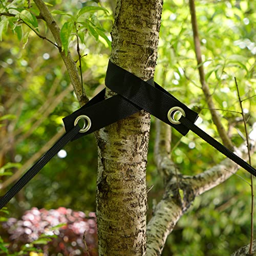 Shitailu Professional Tree Stake Kits for 2 Trees- 6pcs 15.7 Inch Tree Straps + 65.6 Feet Strong Rope for Plant Fix Straight Healthy Growth, Black