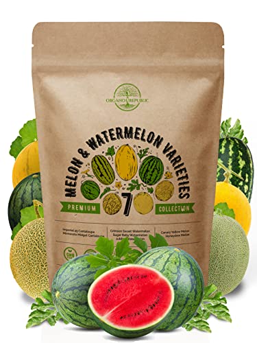 7 Melon & Watermelon Seeds Variety Pack for Planting Indoor & Outdoors 420+ Non-GMO Heirloom Fruit Garden Growing Seeds: Sugar Baby Watermelon, Canary & Honeydew Melon, Crimson Sweet Watermelon & More - 💙 Blu Rose's Garden LLC 💙