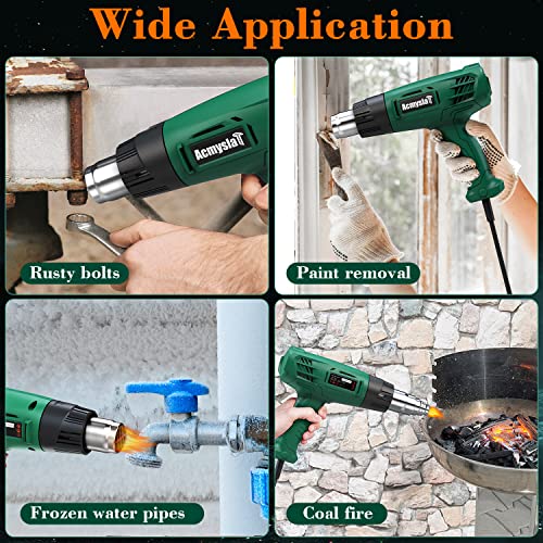 Heat Gun, 1800W Heavy Duty Hot Air Gun Kit Dual Temperature Settings 572℉~932℉ (300℃-500℃), Durable&Overload Protection, with 4 Nozzles for Crafts, Shrink Wrapping/Tubing, Paint Removing, Epoxy Resin