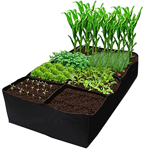 CJGQ Fabric Raised Garden Bed 6x3x1ft Garden Grow Bed Bags for Growing Herbs, Flowers and Vegetables 128 Gallon