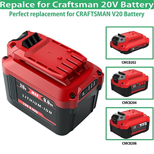 DMMNS 20V CMCB202 9.0Ah Battery Replacement for Craftsman V20 Lithium Ion Battery CMCB202-2 CMCB201 CMCB204, Compatible with Craftsman 20V Max V20 Series Tools