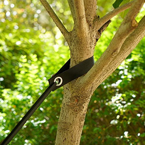 Shitailu Professional Tree Stake Kits for 2 Trees- 6pcs 15.7 Inch Tree Straps + 65.6 Feet Strong Rope for Plant Fix Straight Healthy Growth, Black