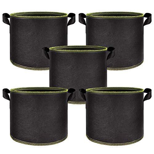 5-Pack 20 Gallon Grow Bags Heavy Duty 300G Thickened Nonwoven Plant Fabric Pots with Handles