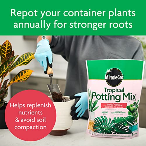 Miracle-Gro Tropical Potting Mix, 6 qt. - Growing Media for Tropical Plants Living in Indoor and Outdoor Containers