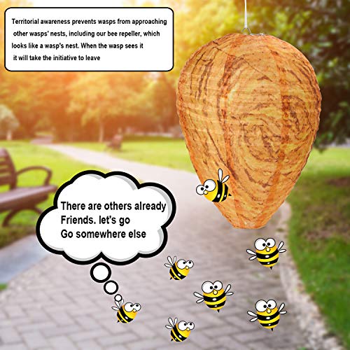 2 Pack Wasp Nest Decoy Wasp Deterrent for Hornets Yellow Jackets Outdoor Waterproof Material