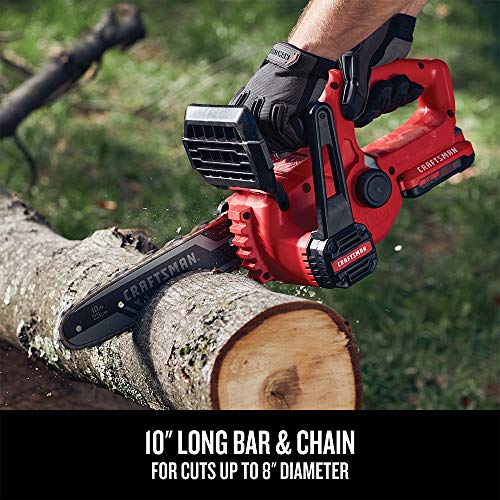 CRAFTSMAN V20 Mini Chainsaw, 10 inch, Battery and Charger Included (CMCCS610D1)