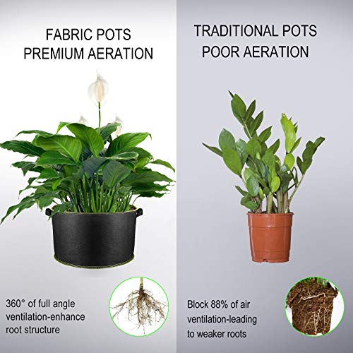 5-Pack 20 Gallon Grow Bags Heavy Duty 300G Thickened Nonwoven Plant Fabric Pots with Handles