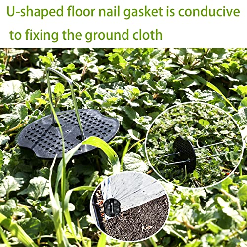 100 pcs 6 inch U-Shaped Landscape Staples and 10 pcs Fixing Gasket Sets, Garden Landscape Staples are Suitable for Outdoor Irrigation Hoses, Artificial Turf Nails, Fixed Fences and Tents, etc.