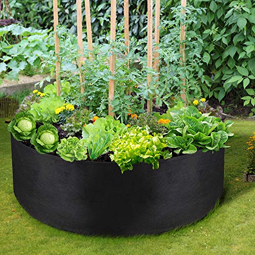 IWNTWY 50 Gallon Large Grow Bag, Heavy Duty Fabric Round Raised Garden Bed Planter Pots for Planting Herb Flower Vegetable Potato Plants (36" D x 12" H, Black)