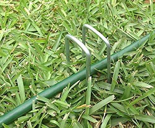 AAGUT Garden Stakes Pins Landscape Staples 100 Pack 6 Inch 11-Gauge Galvanized Lawn Stake for Dog Fence, Weed Barrier Fabric, Ground Cover, Irrigation Tubing Soaker Hose, Chicken Wire