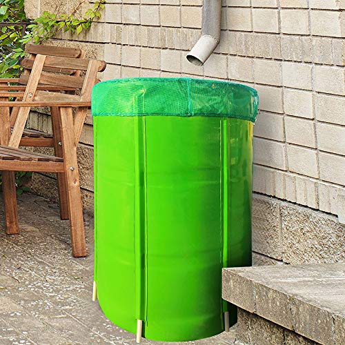 Rainwater Barrels, RIOBOW Collapsible Rain Barrels Rain Water Collection Barrel Rain Water Catching System Water Barrels Water Storage Tank for Garden (100 Gallon Green with Filter)